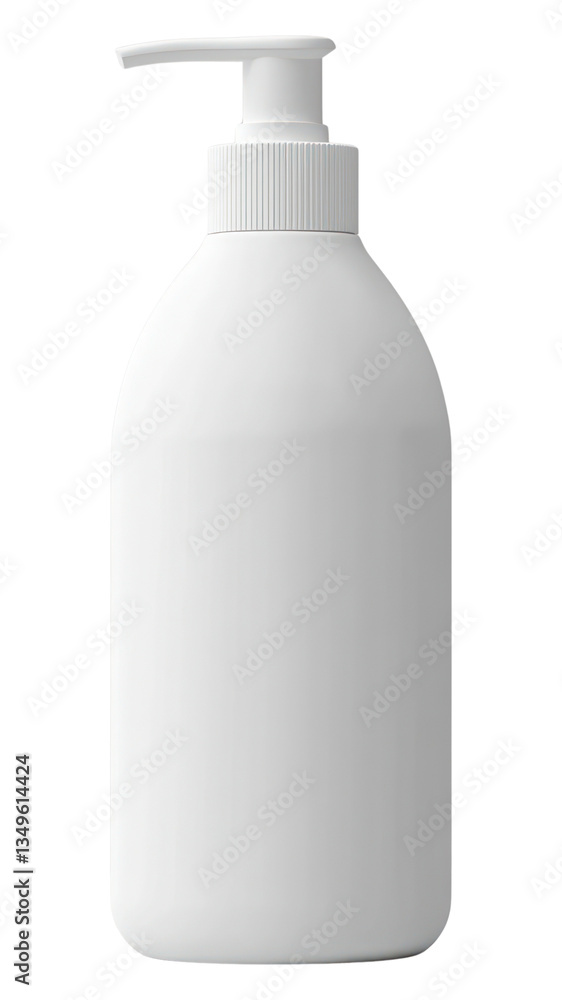 PNG White gel shampoo bottle mockup minimalist product pump.