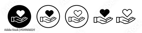 Heart in hand icons collection