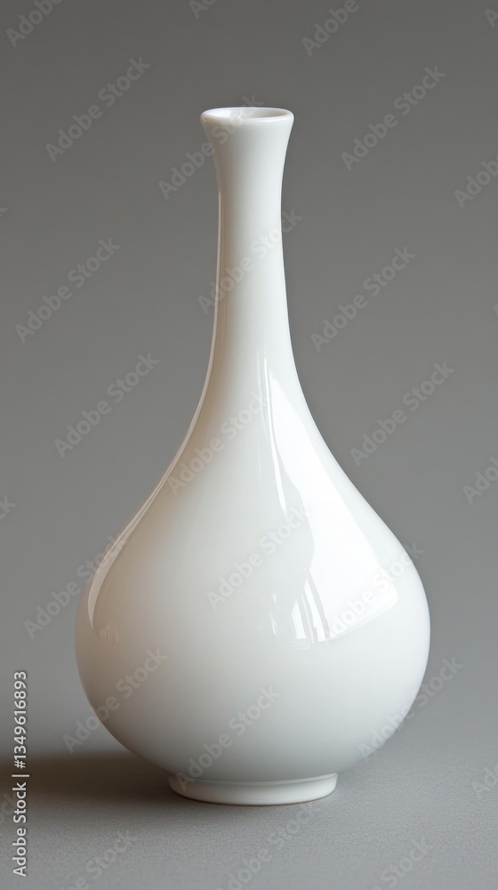 A shiny white ceramic vase with a slender elegant form A shiny white ceramic vase with a slender elegant form