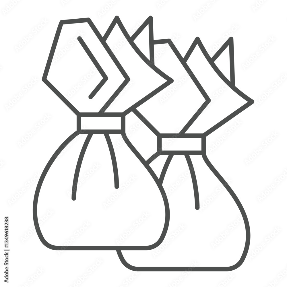 Wrapped chocolate candy pair thin line icon, sweets candies concept. Vector graphics. Candy in wrapping paper sign on white background, outline style icon for mobile or web design. Wrapped chocolate candy pair thin line icon, sweets candies concept. Vector graphics. Candy in wrapping paper sign on white background, outline style icon for mobile or web design.