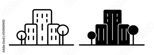 Tall buildings icons collection