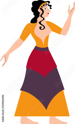 Minoan woman hand drawn