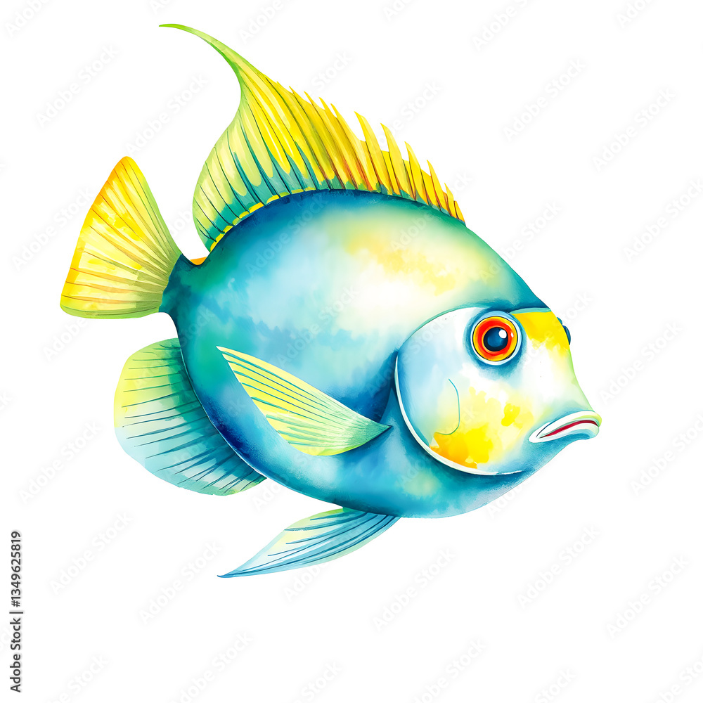 Fototapeta premium Illustration of a tropical fish on a white background