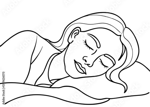 Woman sleeping peacefully in a relaxed position on a pillow  