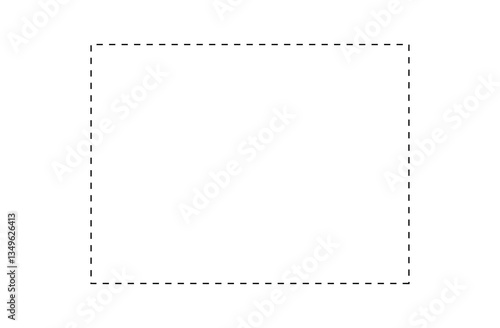 Rectangular shape with dashed cut here line for coupon, discount, sale ticket. Dotted figures isolated on white background. dotted rectangle clipart. Vector illustration. Eps file 17.
