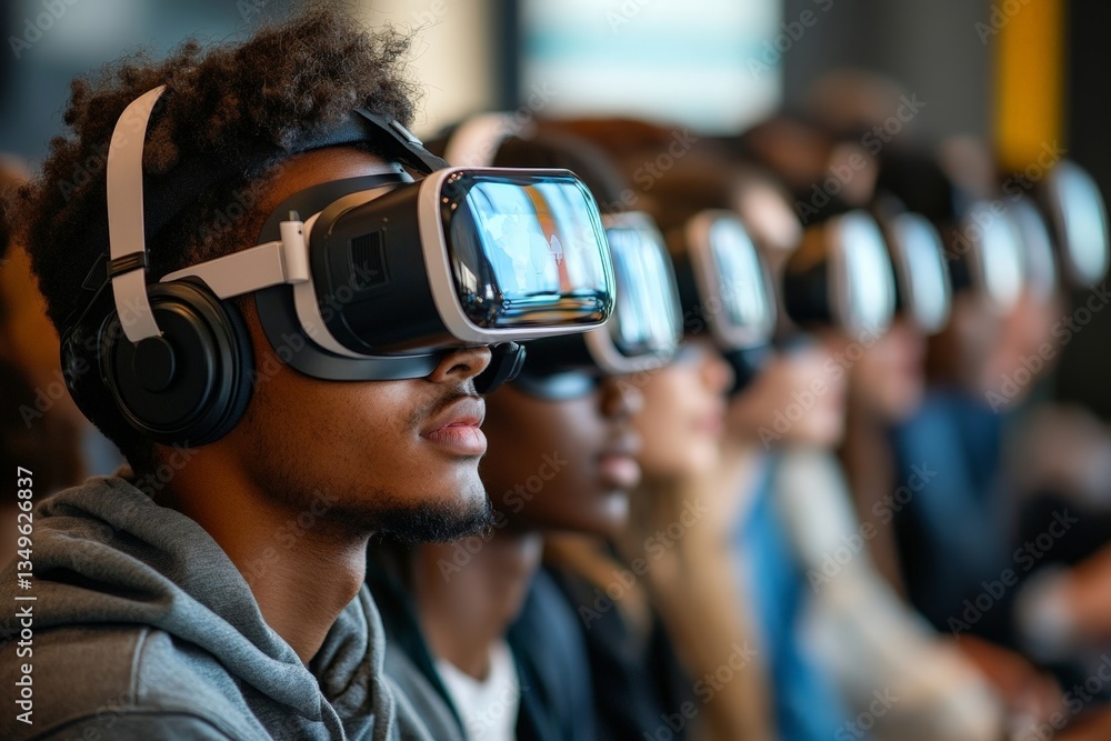 Diverse Students Engaged in Virtual Reality Experience in a Classroom Setting Diverse Students Engaged in Virtual Reality Experience in a Classroom Setting