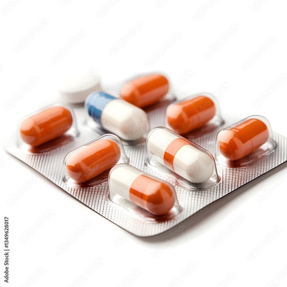 Closeup of a medication package isolated on a white background Closeup of a medication package isolated on a white background