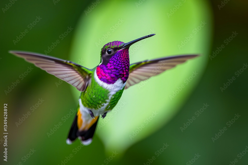 Fototapeta premium Violet-Crowned Hummingbird Perched Gracefully on a Tree Branch, Showcasing Its Brilliant Plumage and Delicate Beauty in a Serene Natural Setting