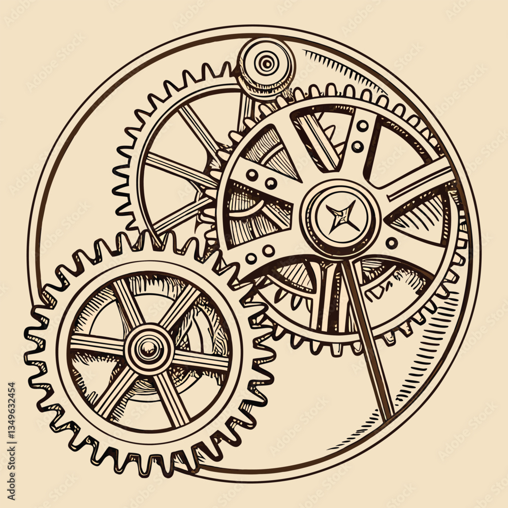 Obraz premium Simple 3D Vector Icon of a Car Wheel with Gear and Technology Elements