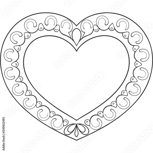An ornate heart frame, a symbol of love and affection, delicately adorned with swirling patterns and graceful flourishes, perfect for a romantic message.