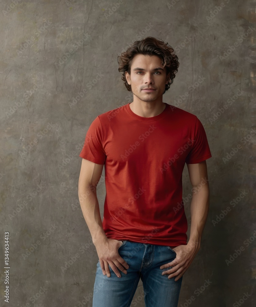 Portrait of a Young Man in a Rust Colored T Shirt Portrait of a Young Man in a Rust Colored T Shirt