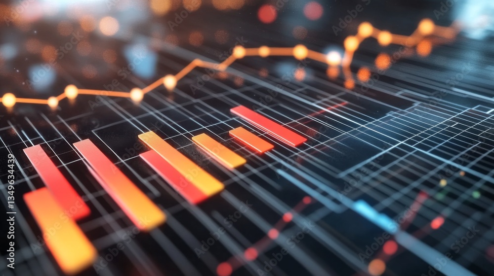 A visually striking financial graph featuring a combination of bar and line charts, illustrating comprehensive business performance data in an engaging format. A visually striking financial graph featuring a combination of bar and line charts, illustrating comprehensive business performance data in an engaging format.