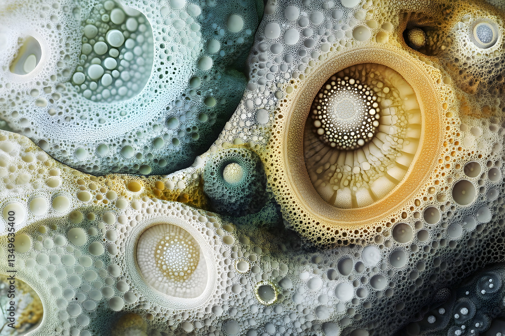 Obraz premium Abstract Cellular Structures with Intricate Bubble Formations and Organic Shapes