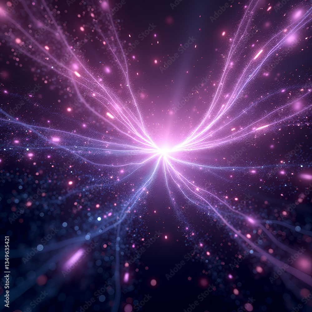 Fototapeta premium Abstract quantum particles on dark background