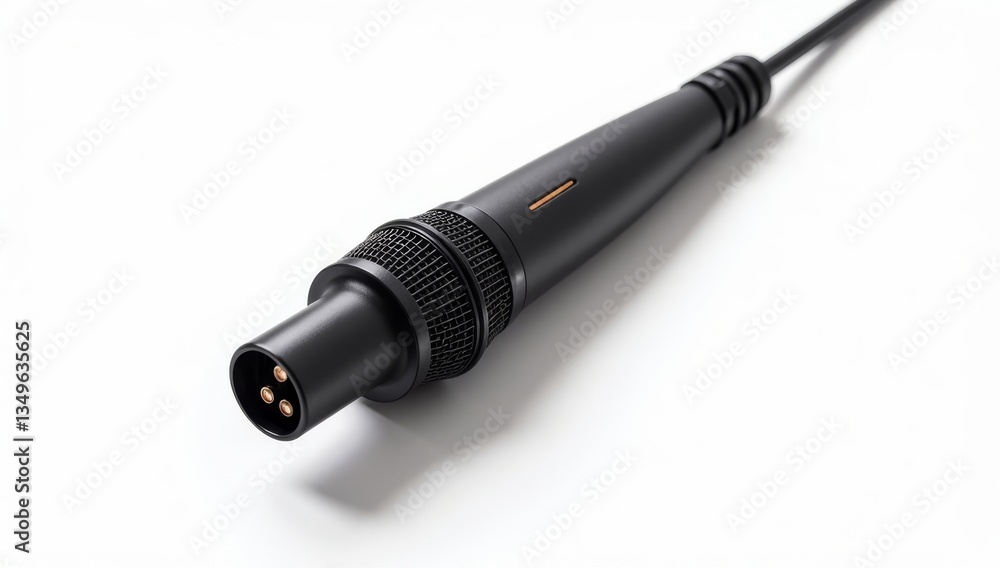 XLR microphone cable on white background with clipping path . Close up of XLR microphone cable isolated on white background XLR microphone cable on white background with clipping path . Close up of XLR microphone cable isolated on white background