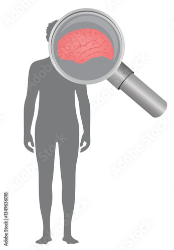 Brain  isolated on standing man. vector