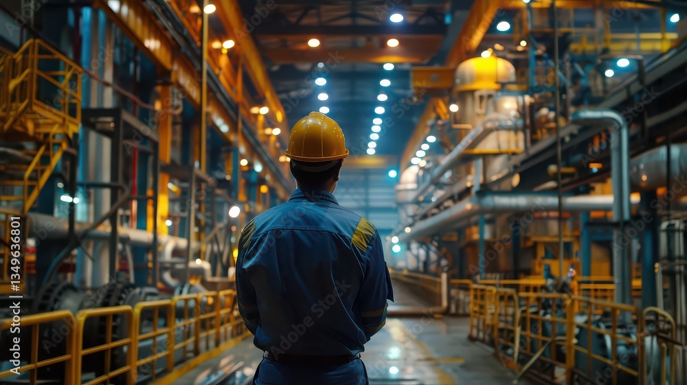 Environmental Health and Safety Regulations - Safety manager ensuring factory workers follow environmental safety rules Environmental Health and Safety Regulations - Safety manager ensuring factory workers follow environmental safety rules