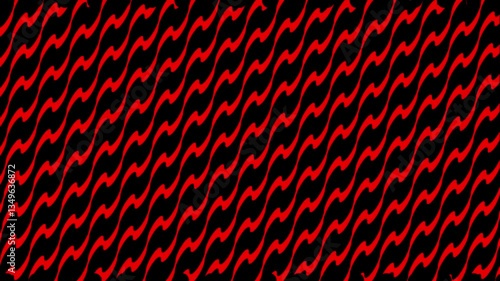 Striking Abstract Red and Black Wavy Pattern - Dynamic Geometric Design Digital Art