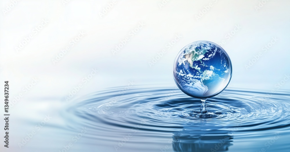 Water Drop with Earth Inside Conveying Ecology Concept for World Day Water Drop with Earth Inside Conveying Ecology Concept for World Day