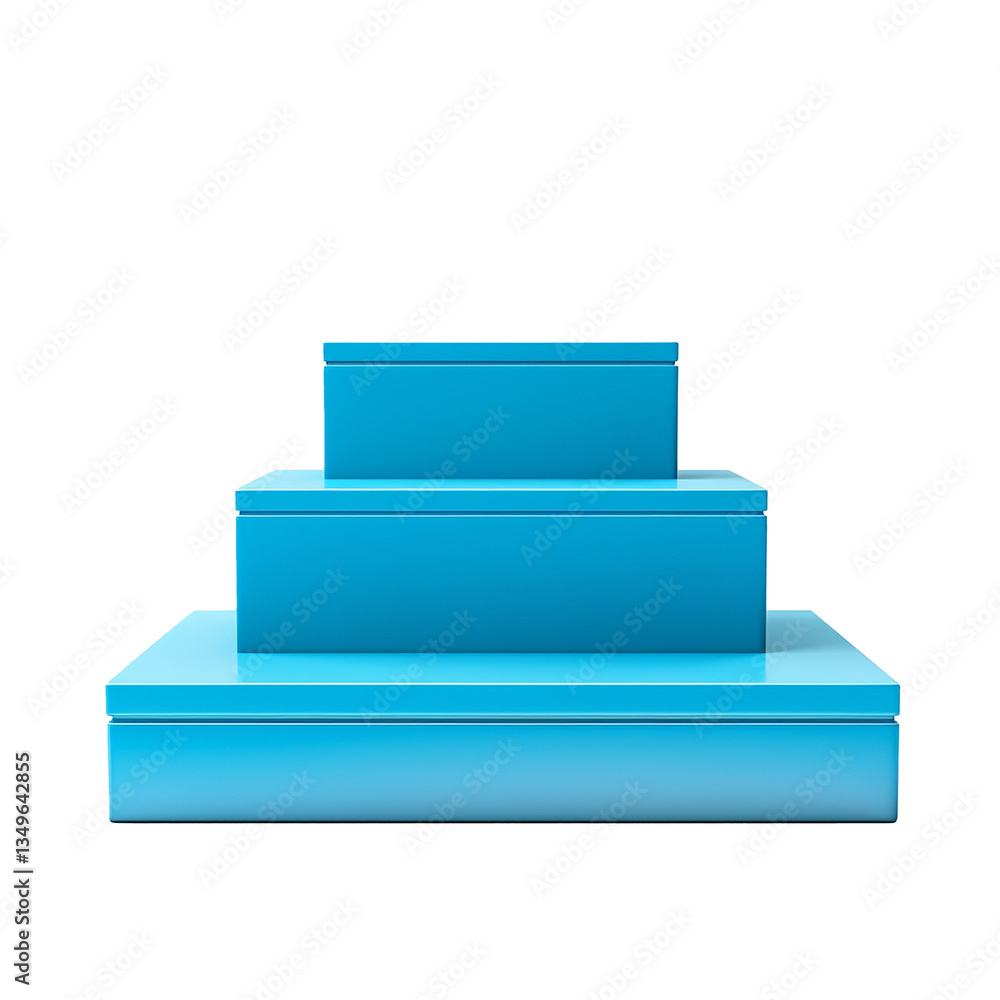 Abstract 3D Render of a Stacked Blue Platform Display Stand for Product Showcase or Presentation Abstract 3D Render of a Stacked Blue Platform Display Stand for Product Showcase or Presentation