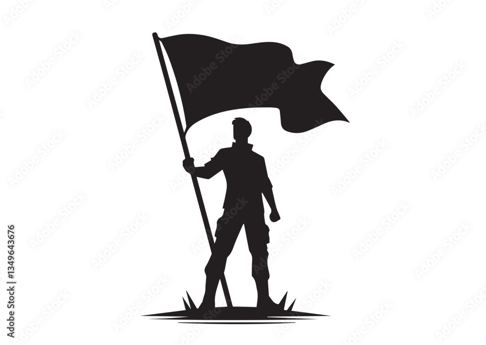 A man with a waving flag Silhouette vector illustration A man with a waving flag Silhouette vector illustration