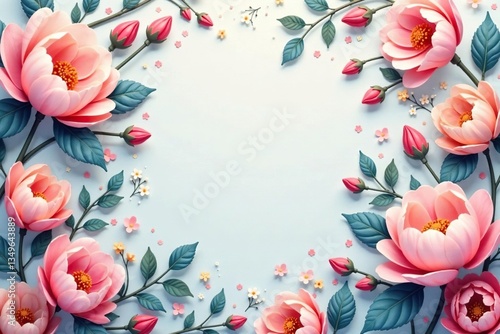 Elegant repeating floral motif, delicate pastel hues , digital, illustration