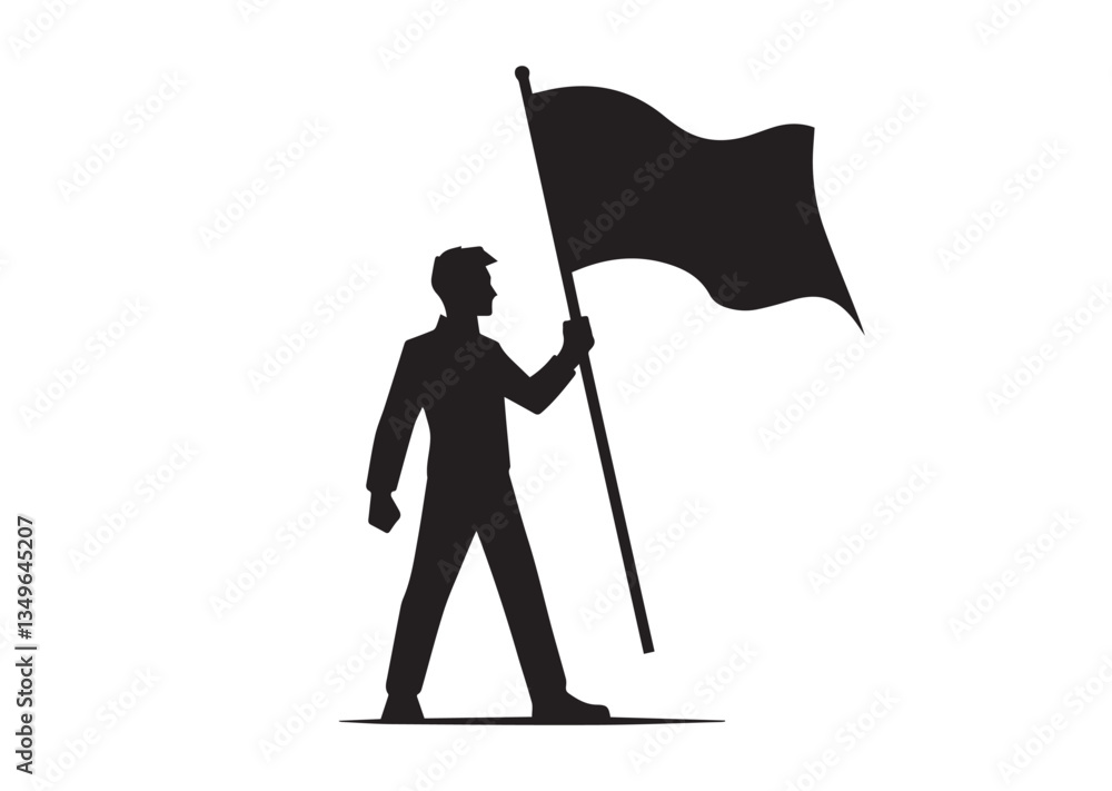 A man with a waving flag Silhouette vector illustration A man with a waving flag Silhouette vector illustration
