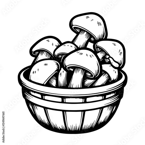 Basket of mushrooms icon for foraging forest harvesting and organic food