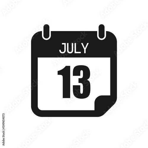 Vector icon page day calendar - 13 July month