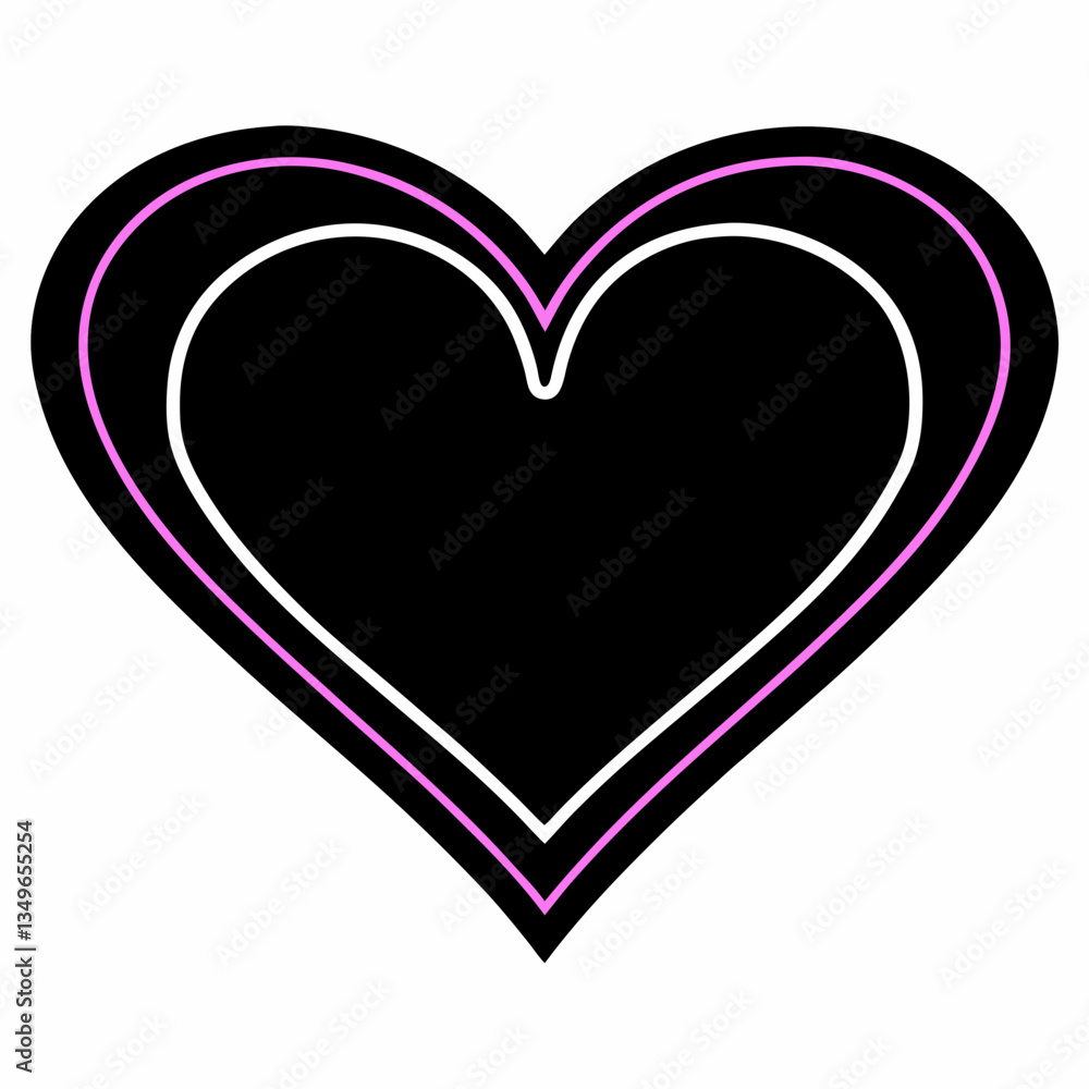 A bold black heart, framed by a delicate lilac and white outline, symbolizes unwavering love and devotion, a simple yet powerful design. A bold black heart, framed by a delicate lilac and white outline, symbolizes unwavering love and devotion, a simple yet powerful design.