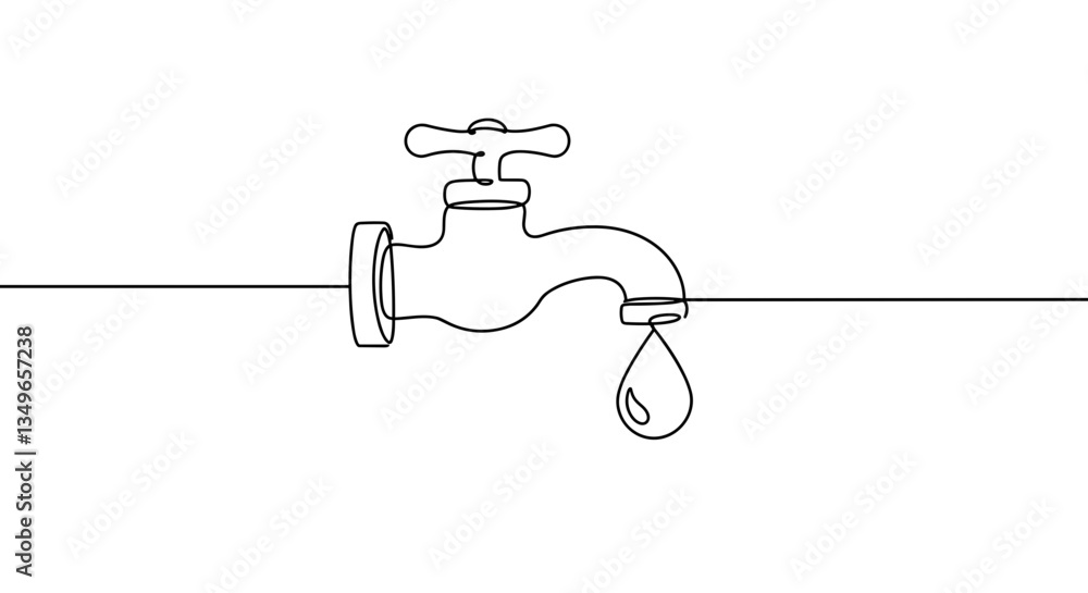 Good transparent background. Outline of faucet with dripping water droplet Good transparent background. Outline of faucet with dripping water droplet