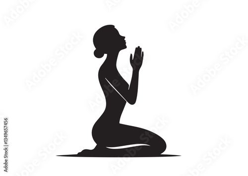 A praying kneeling man Silhouette vector illustration