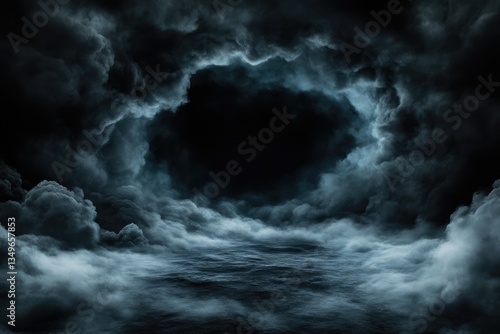 Dark ominous clouds swirling around a void