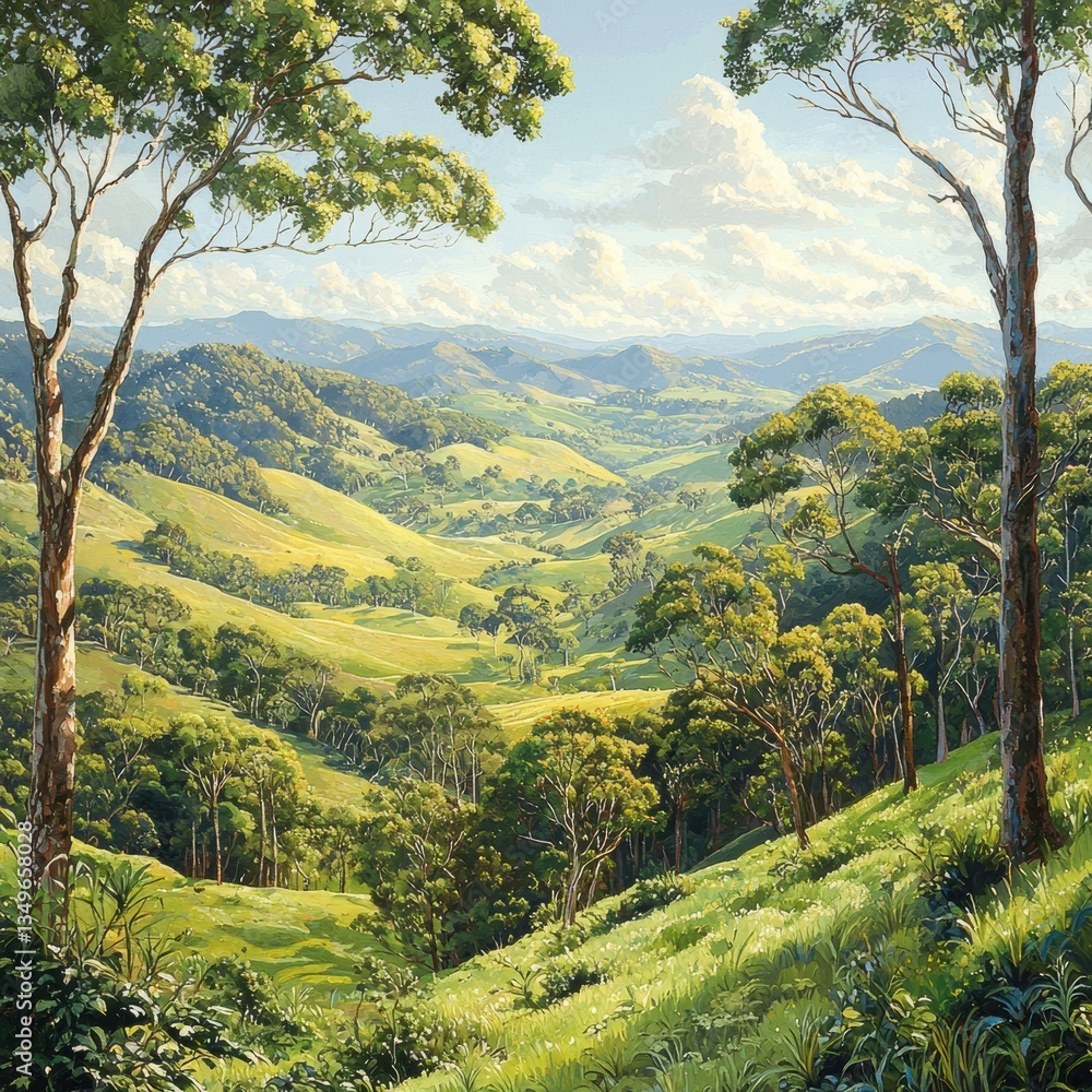 Naklejka premium Lush Valley Landscape