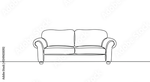 Good transparent background. Line art sofa on a white background