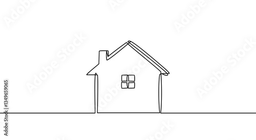 Good transparent background. Minimalist line drawing of a house on a white background