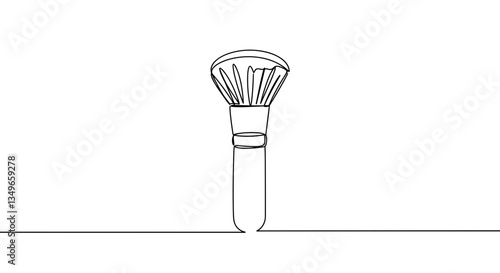Good transparent background. Line art illustration of a makeup brush