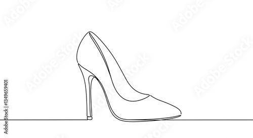 Good transparent background. Elegant high heel shoe in minimalist line art style