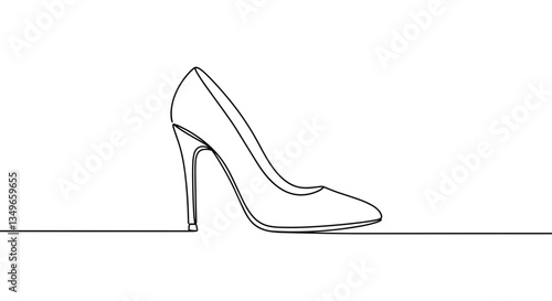 Good transparent background. Line art high heel shoe on white background