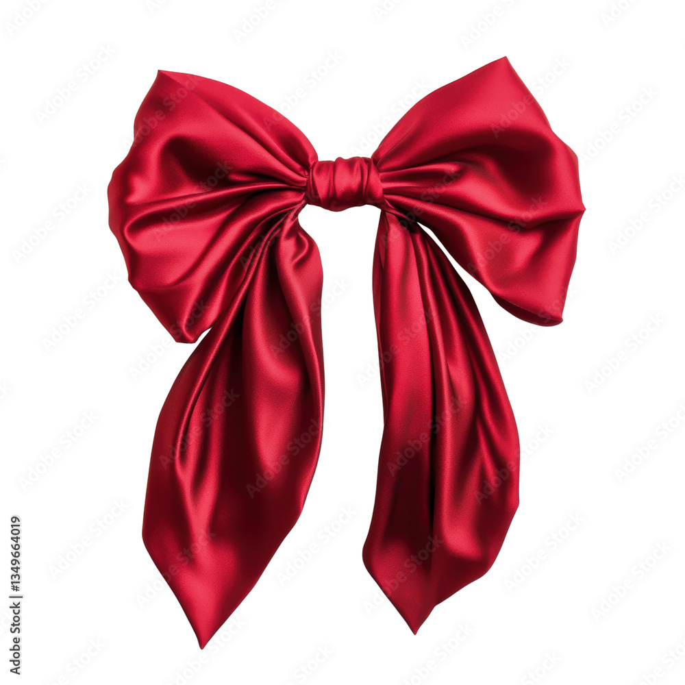 Elegant Red Satin Bow for Stylish Accents on a white background. Elegant Red Satin Bow for Stylish Accents on a white background.