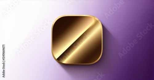 Polished gold and deep purple premium banking app icon with sleek luxurious feel flat d glossy style round square shape modern app icon featuring clean minimalistic concept