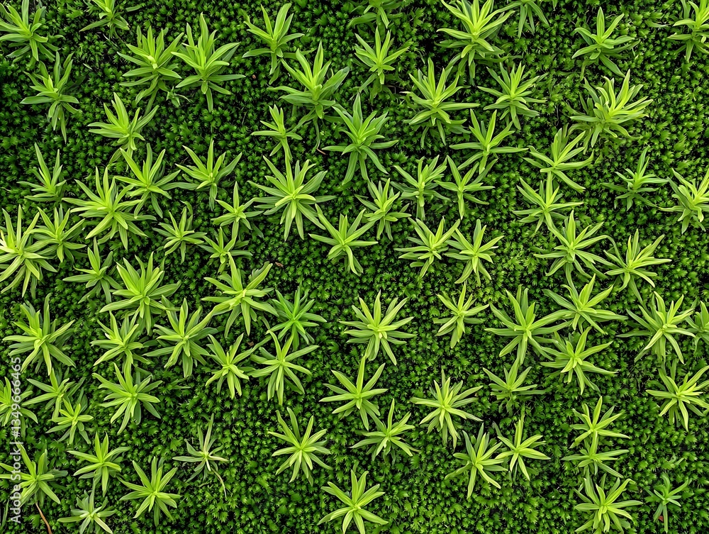 Peaceful moss-covered ground surrounded by tall trees Peaceful moss-covered ground surrounded by tall trees