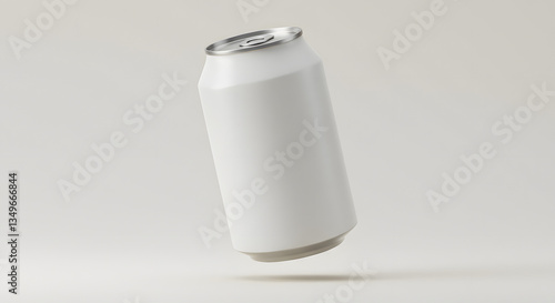 White Aluminum Can Floating Mockup. AI Generate