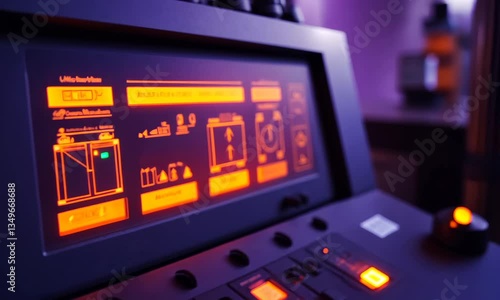 Wallpaper Mural Close Up of Digital Control Panel with Illuminated Orange Display and Interactive Buttons Torontodigital.ca