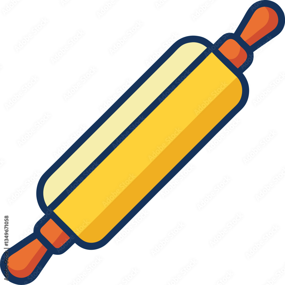 Rolling Pin with Red Handles Illustration, An illustration of a rolling pin with red handles, commonly used for baking and cooking in kitchens.
Rolling Pin with Red Handles Illustration, An illustration of a rolling pin with red handles, commonly used for baking and cooking in kitchens.