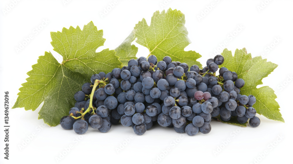 Fototapeta premium Fresh grapes with green leaves, perfect for healthy snacking or cooking