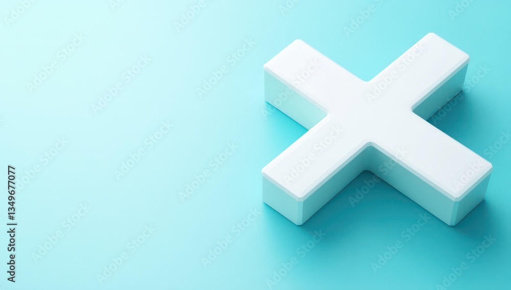 Obraz premium White plus sign on blue background; medical, positive concept