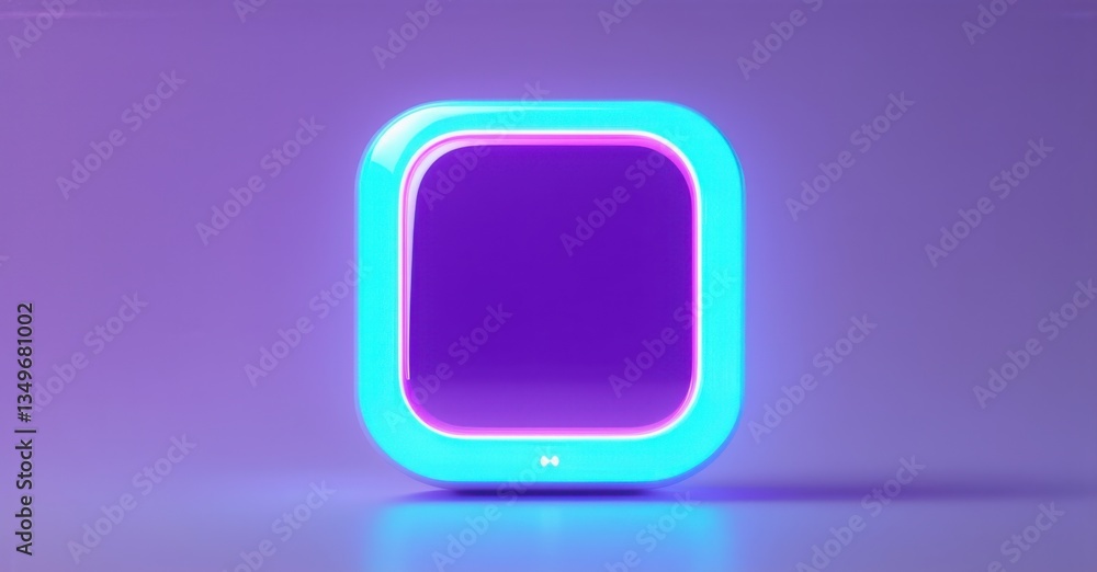 Futuristic neon purple and cyan iot smart mirror app icon with fitness tracking and voice assistant flat three dimensional glossy style round square shape modern app icon featuring Futuristic neon purple and cyan iot smart mirror app icon with fitness tracking and voice assistant flat three dimensional glossy style round square shape modern app icon featuring