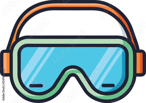 Colored Protective Safety Goggles Icon, A digital illustration of colored protective safety goggles, used for eye protection in industrial or recreational activities.
