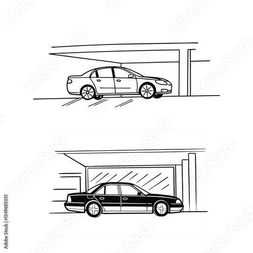 Cars Line Icon Set Auto 